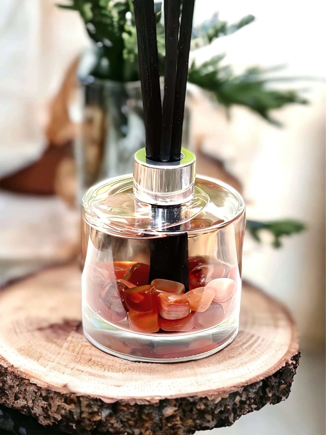 Carnelian Stone Diffuser - Gemstone Fragrance Diffuser Experience the invigorating Sunset Stone Home Fragrance with our Carnelian Crystal Gemstone Diffuser. Ideal for enhancing creativity and home ambiance. $59.00