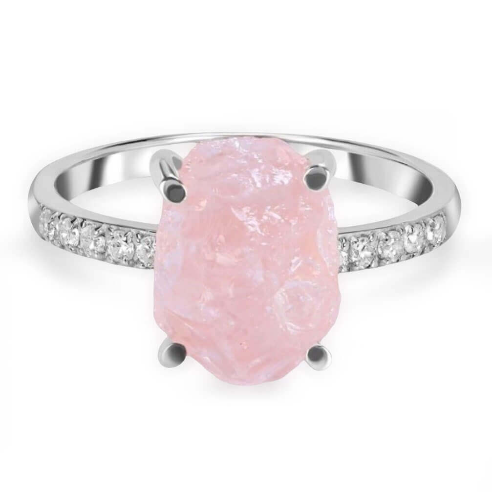 Rose Quartz and Topaz sterling silver ring