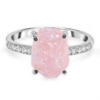 Thumbnail for Rose Quartz and Topaz sterling silver ring