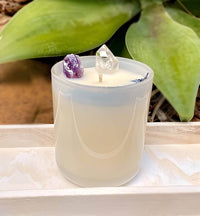Thumbnail for Amethyst Infused Candle - Serene Aroma Indulge in tranquility with our Amethyst Crystal Candle. Handcrafted with natural soy wax for a peaceful and healing aromatherapy experience.