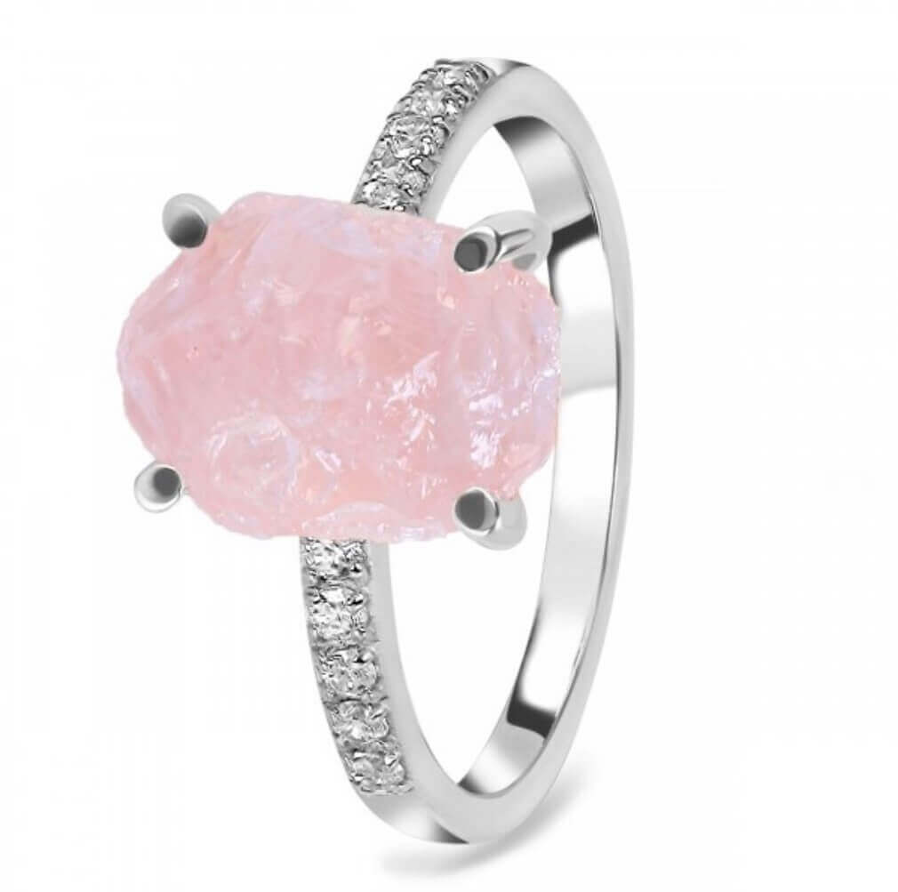 Rose Quartz and Topaz sterling silver ring