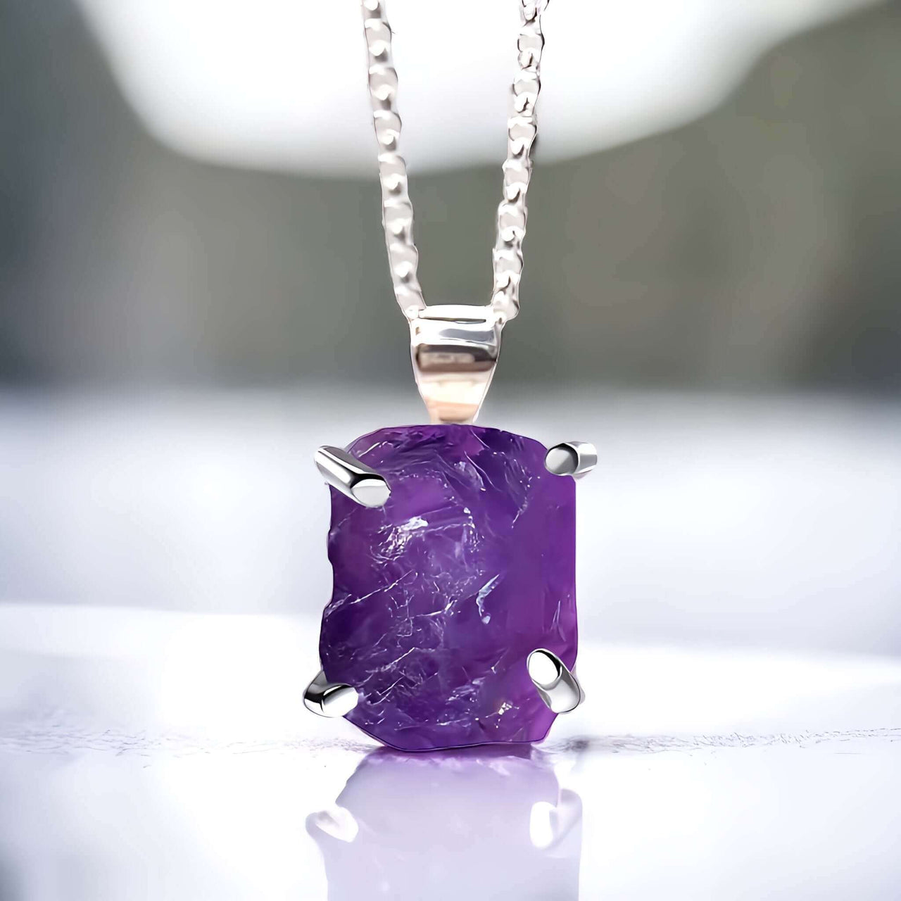 Amethyst Pendant - Sterling Silver Necklace Discover the elegance of our Amethyst Sterling Silver Pendant Necklace, perfect for spiritual enhancement and stylish accessorizing.