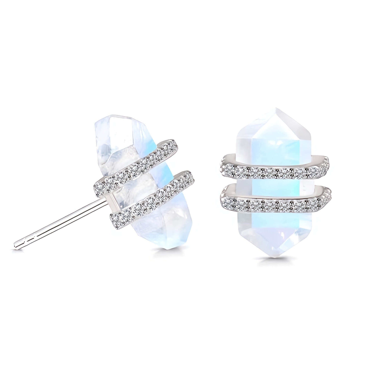 Moonstone and Topaz sterling silver studs