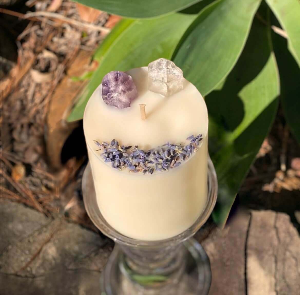Amethyst Crystal Candle - Serenity Aroma Experience tranquility with our Amethyst Infused Crystal Pillar Candle, ideal for creating a serene and harmonious atmosphere at home.