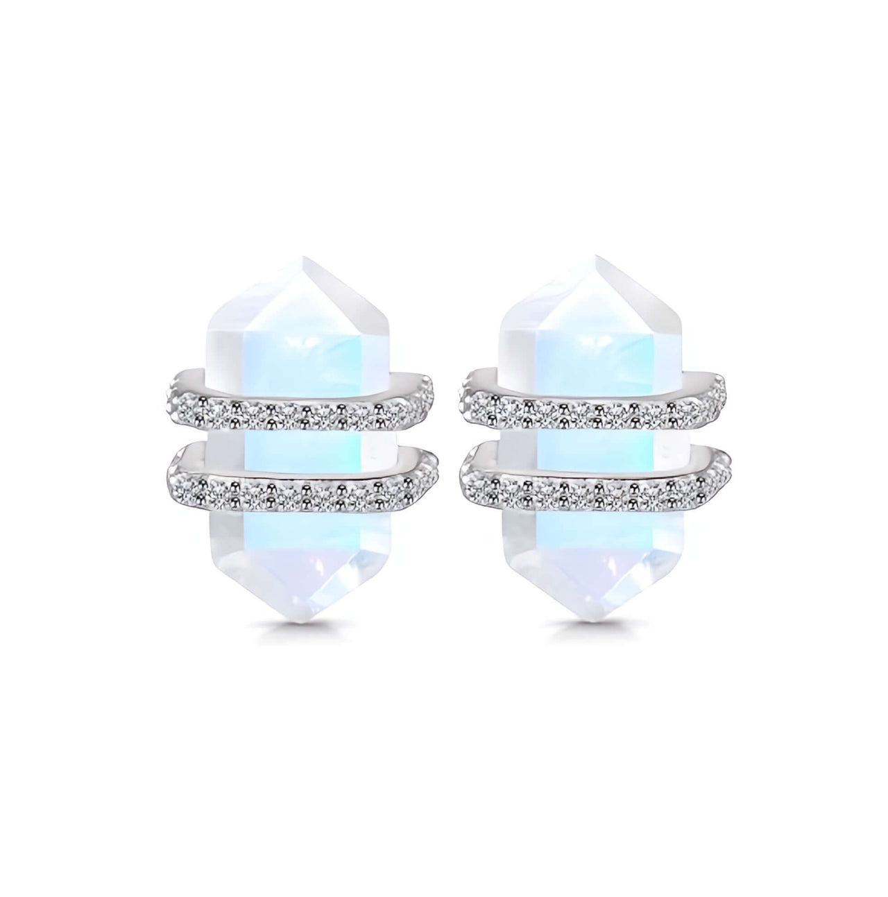 Moonstone and Topaz sterling silver studs