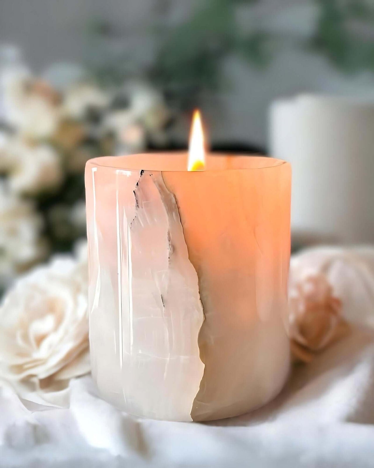 Limited Edition Pink Onyx Marble CandleExtra Large Grand Luminary CandleEnchanting Aromas100+hrs