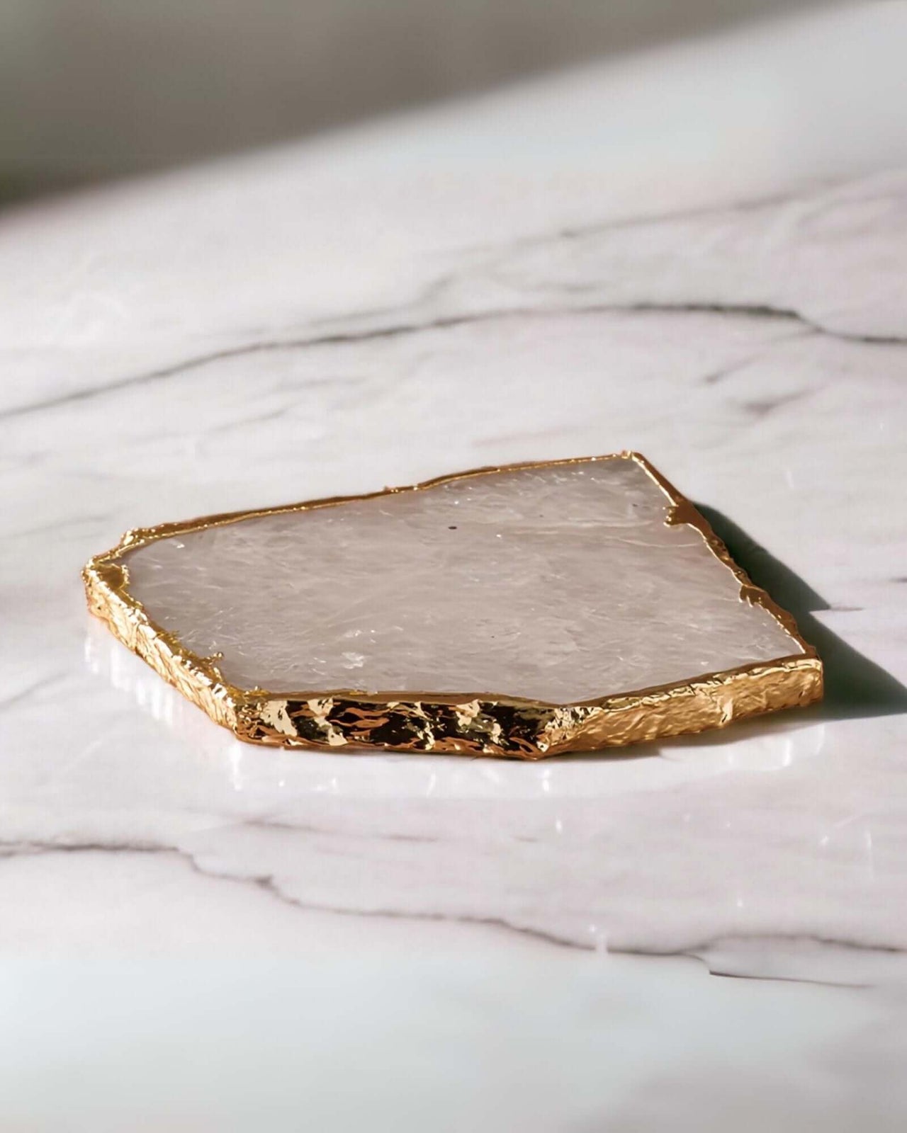 Natural Quartz Plate | Gold EdgeCrystal sliceEnchanting AromasColoured Agate