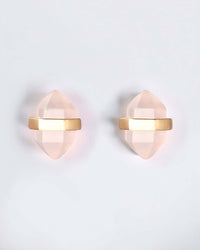 Thumbnail for Rose Quartz Gold Stud Earrings | Pencil CutEnchanting Aromas