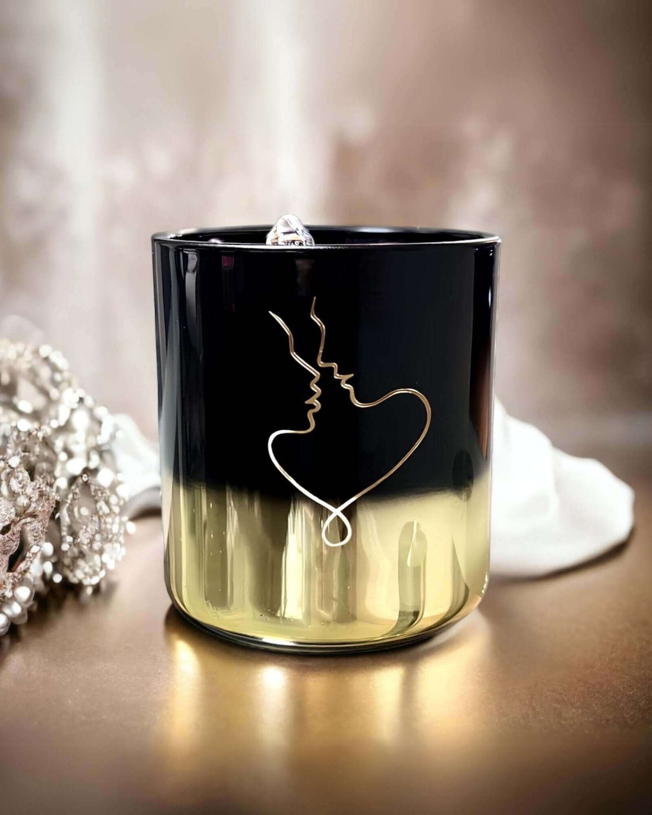 The Lovers Ombré Crystal Candle | Rose Quartz, Clear Quartz and AmethystSoy CandleEnchanting Aromaselegance