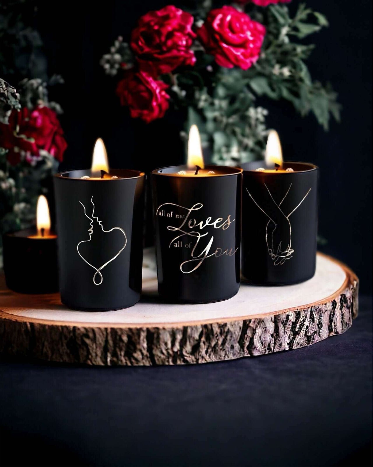 Valentines Day Scented Candle Trio | Pyrite and Clear Quartz Enchanting Aromas