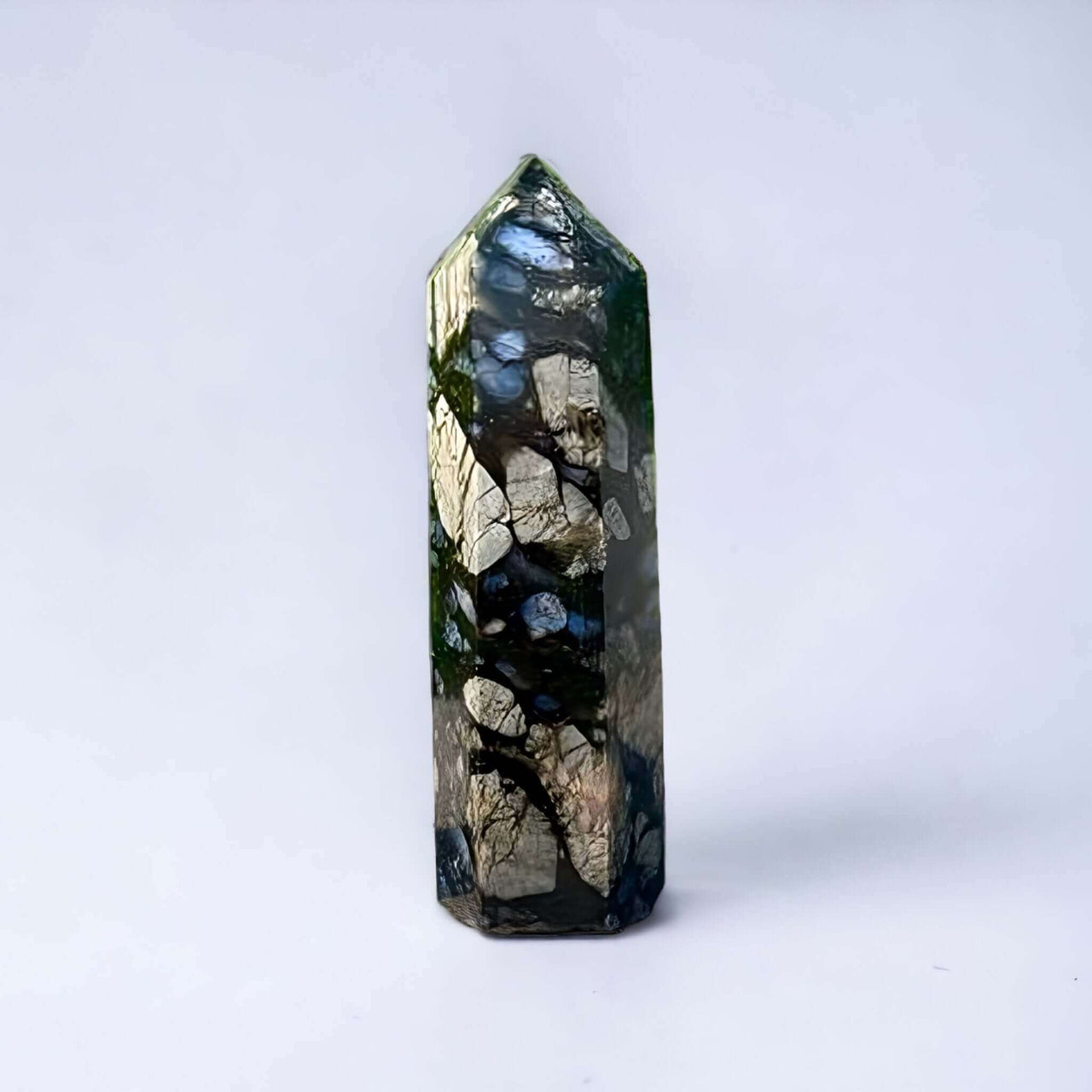 White Sage Smudge Stick and Llanite Crystal Gemstone Tower Gift Set Enchanting Aromas