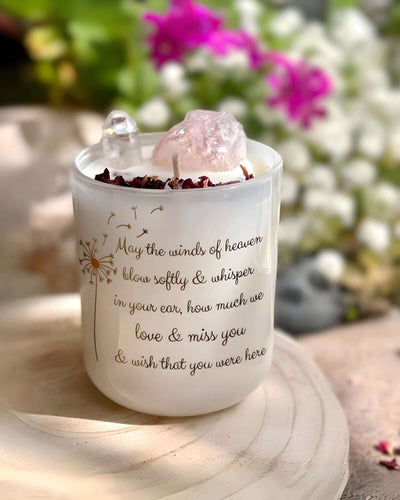 Memorial Candle | Rose Quartz & Clear Quartz